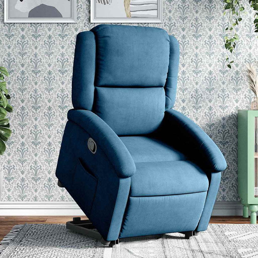 Sta-Opstoel Fluweel Blauw 1 Nee
