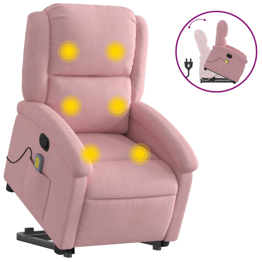 Sta-op-massagestoel verstelbaar fluweel roze