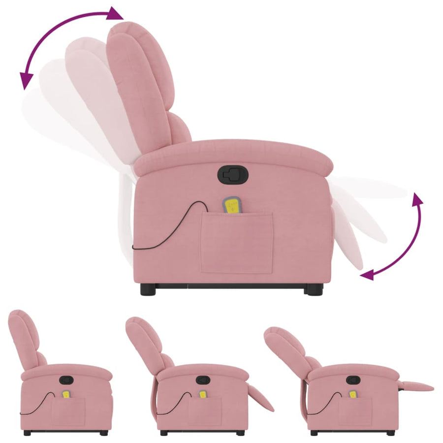 Sta-op-massagestoel verstelbaar fluweel roze