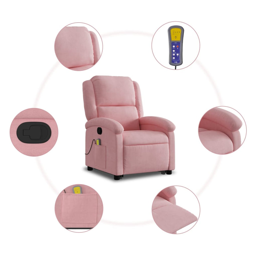 Sta-op-massagestoel verstelbaar fluweel roze