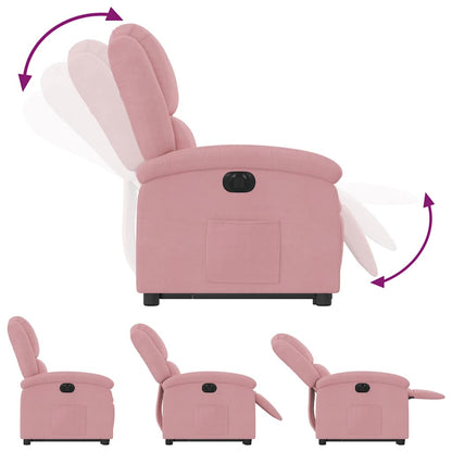 Sta-op-stoel elektrisch verstelbaar fluweel roze