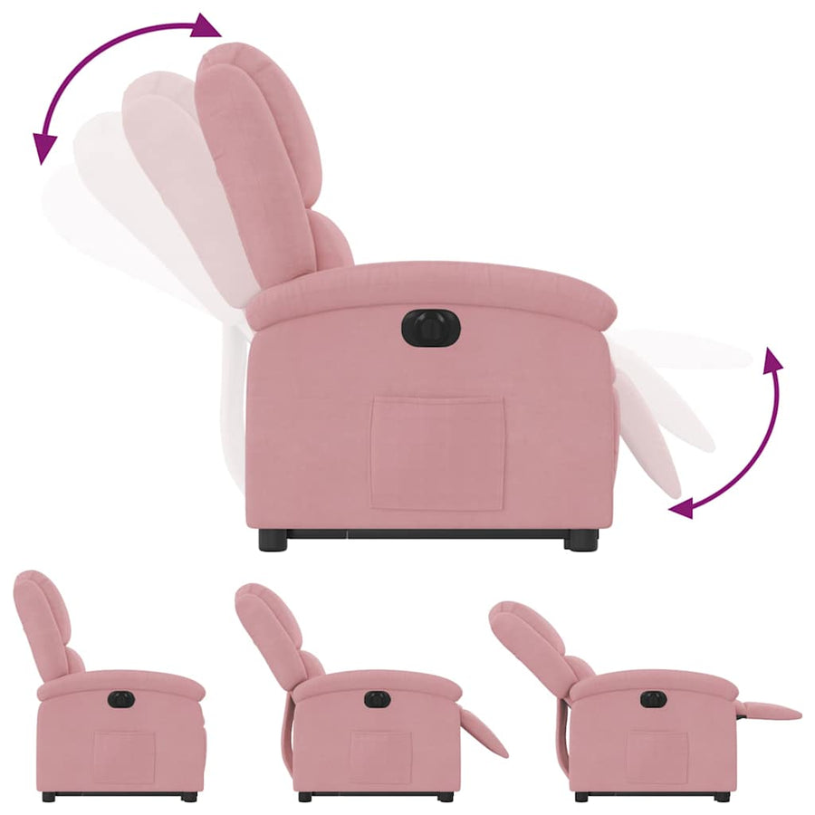 Sta-op-stoel elektrisch verstelbaar fluweel roze
