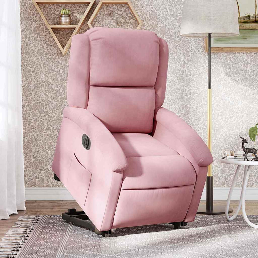 Sta-op-stoel elektrisch verstelbaar fluweel roze