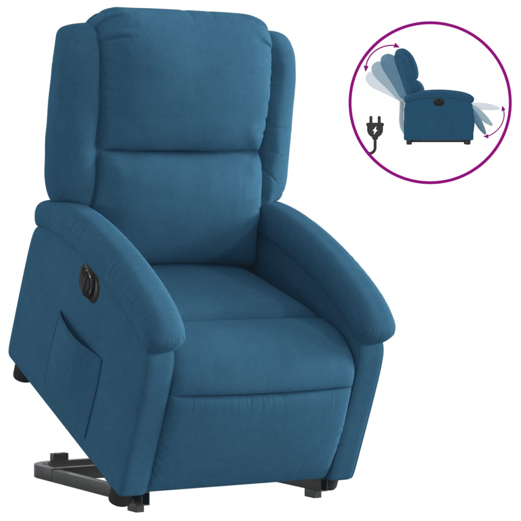 Sta-op-stoel elektrisch verstelbaar fluweel blauw