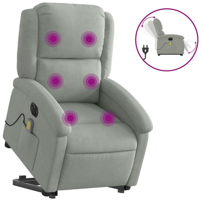 Sta-Op-Massagestoel Fluweel Lichtgrijs Ja Elektrisch verstelbaar