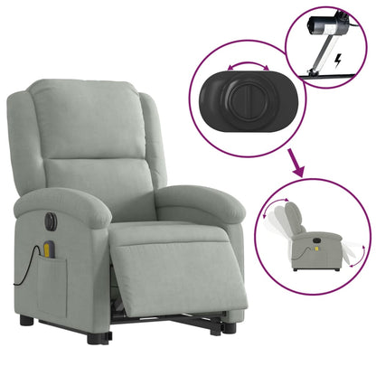 Sta-Op-Massagestoel Fluweel Lichtgrijs Ja Elektrisch verstelbaar