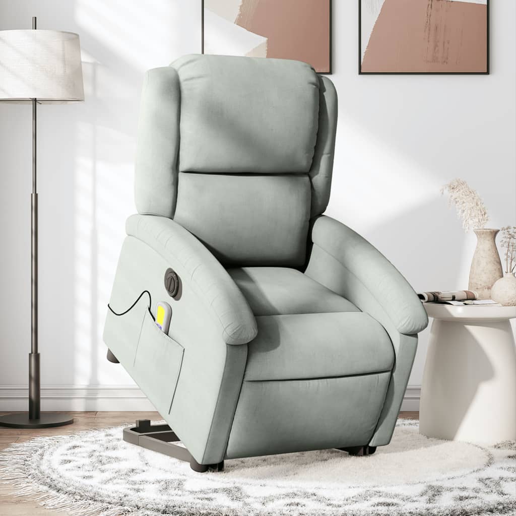 Sta-Op-Massagestoel Fluweel Lichtgrijs Ja Elektrisch verstelbaar