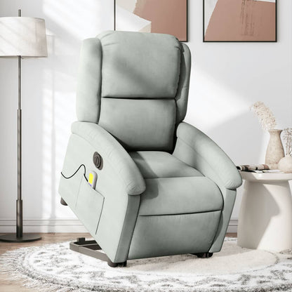 Sta-Op-Massagestoel Fluweel Lichtgrijs Ja Elektrisch verstelbaar