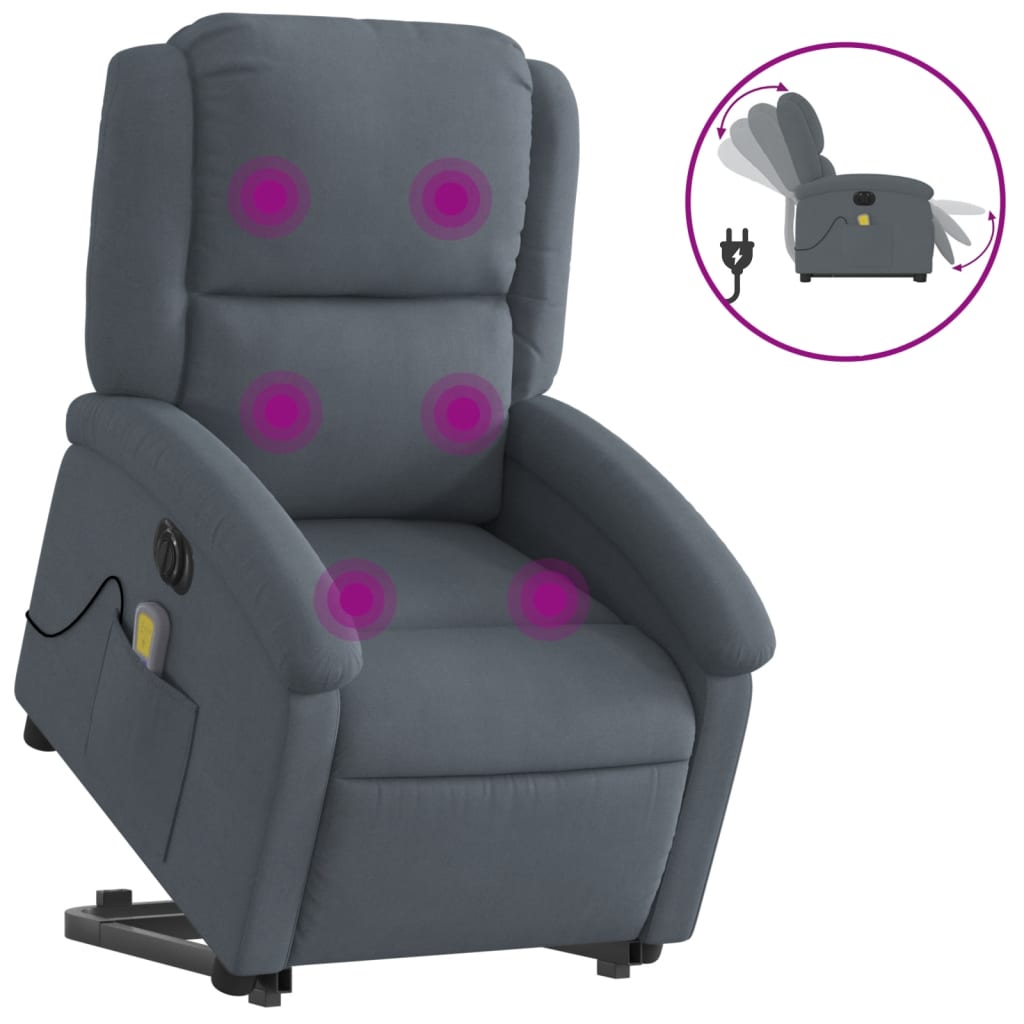 Sta-Op-Massagestoel Fluweel Donkergrijs Ja Elektrisch verstelbaar