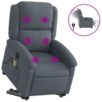 Sta-Op-Massagestoel Fluweel Donkergrijs Ja Elektrisch verstelbaar