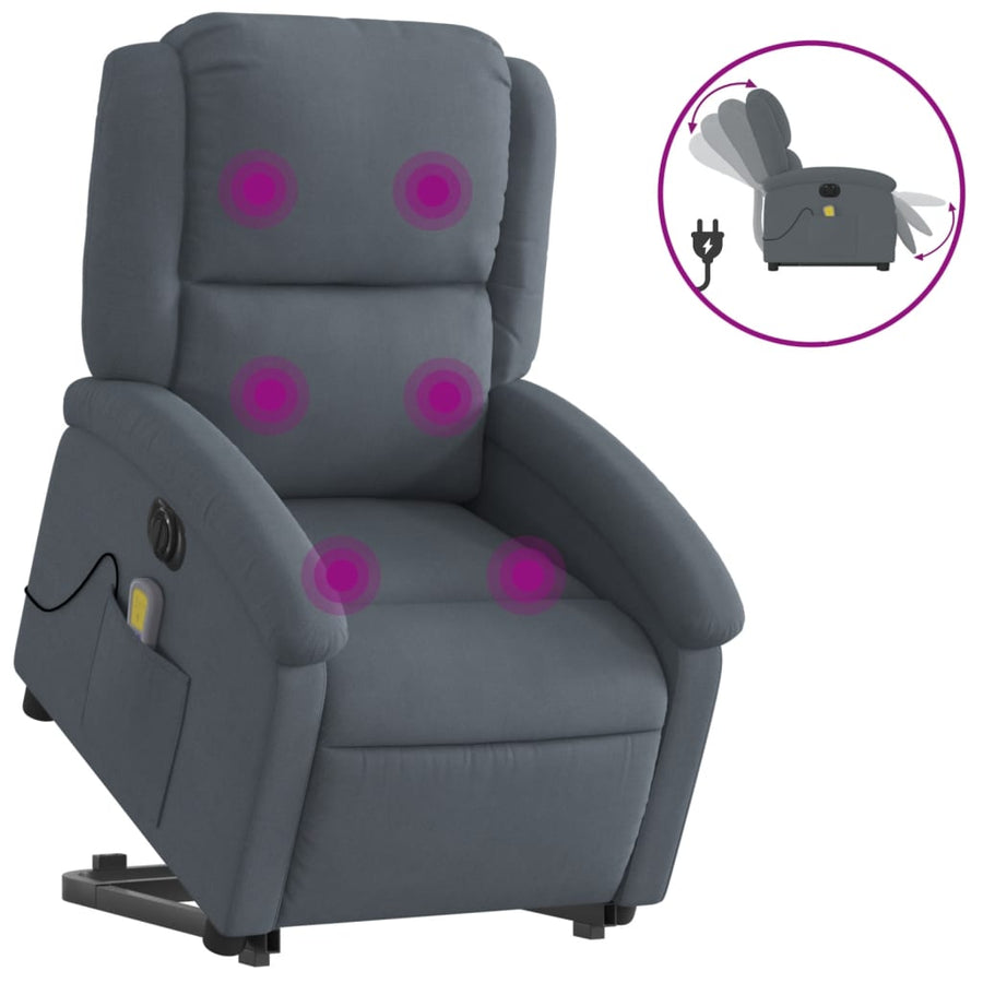 Sta-Op-Massagestoel Fluweel Donkergrijs Ja Elektrisch verstelbaar