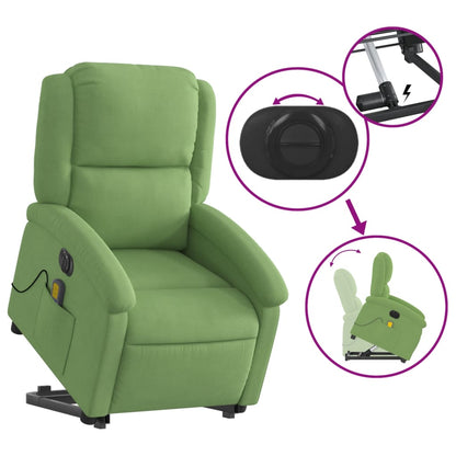 Sta-op-massagestoel elektrisch verstelbaar fluweel lichtgroen