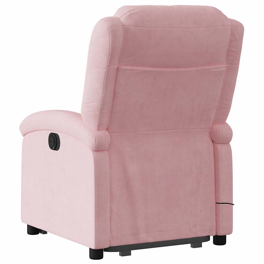 Sta-op-massagestoel elektrisch verstelbaar fluweel roze