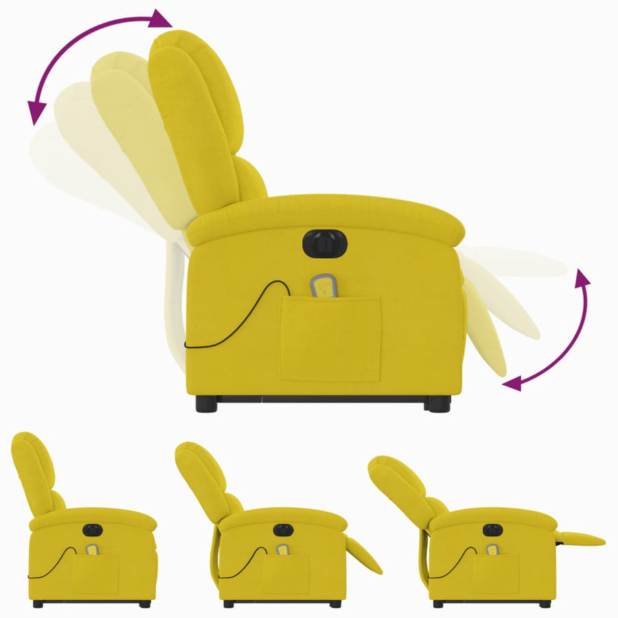 Sta-Op-Massagestoel Fluweel Geel Ja Elektrisch verstelbaar
