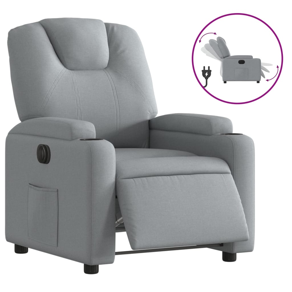 Fauteuil elektrisch verstelbaar stof lichtgrijs Nee Elektrisch verstelbaar