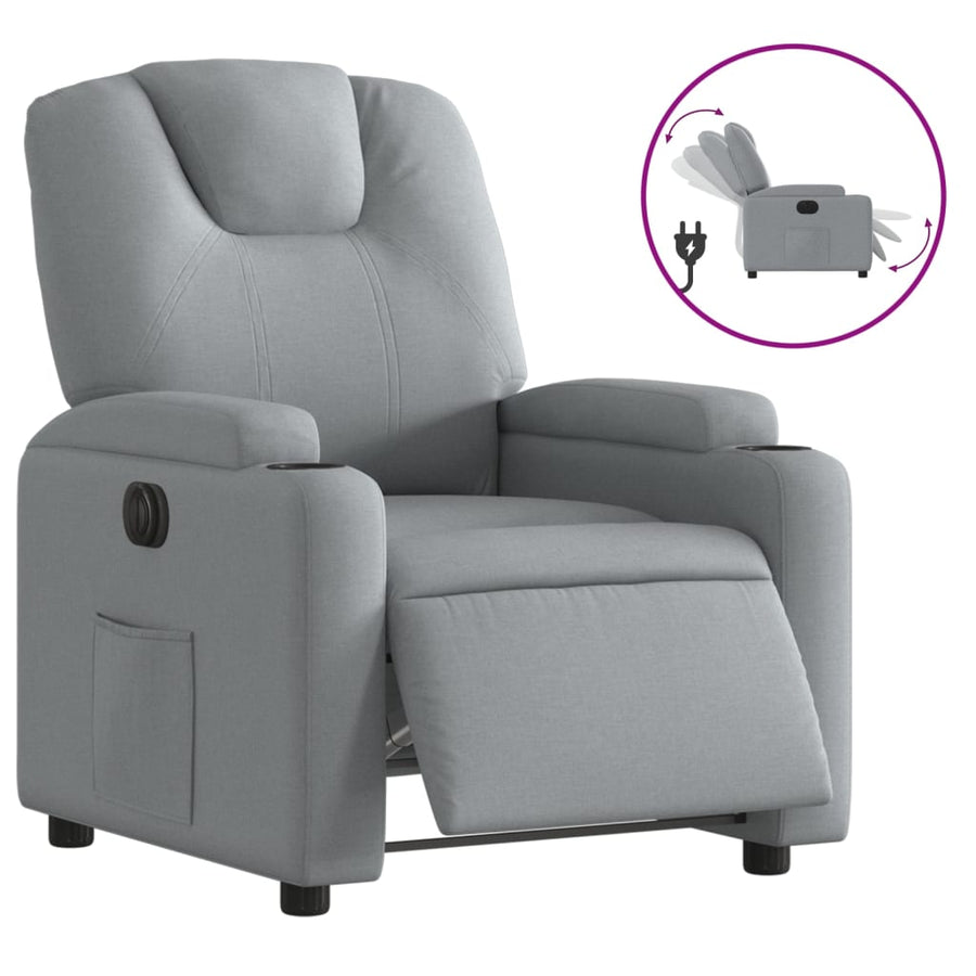 Fauteuil elektrisch verstelbaar stof lichtgrijs Nee Elektrisch verstelbaar