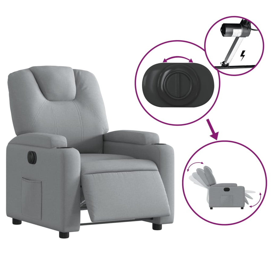 Fauteuil elektrisch verstelbaar stof lichtgrijs Nee Elektrisch verstelbaar