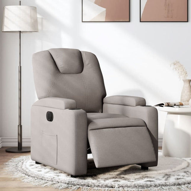 Fauteuil verstelbaar elektrisch stof taupe