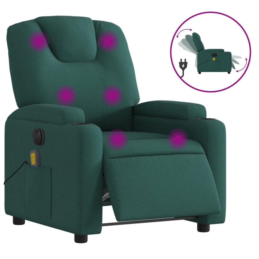 Massagestoel Stof Donkergroen Ja Elektrisch verstelbaar