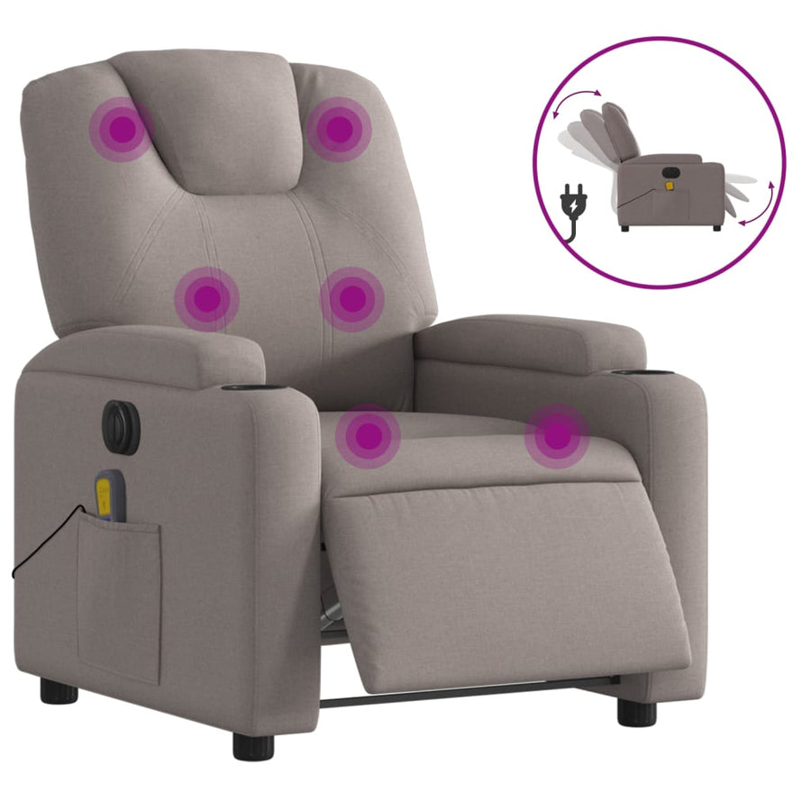 Massagestoel Stof Taupe 1 Ja Elektrisch verstelbaar