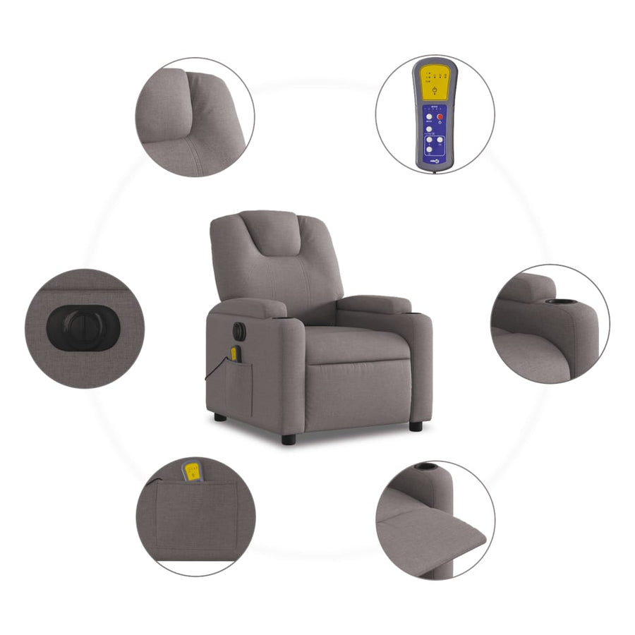 Massagestoel Stof Taupe 1 Ja Elektrisch verstelbaar