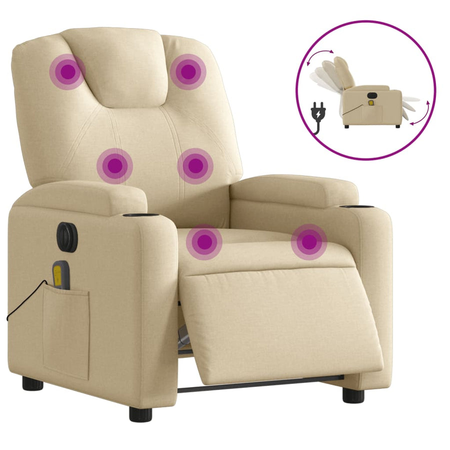 Massagestoel Stof Kleurig Crème Ja Elektrisch verstelbaar