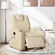 Massagestoel elektrisch verstelbaar stof crèmekleurig 74x88x97 cm