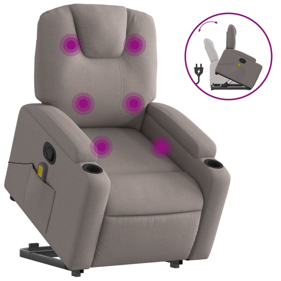 Sta-op-massagestoel verstelbaar stof taupe