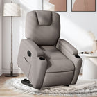 Rise-and-recline armchair electric adjustable fabric taupe