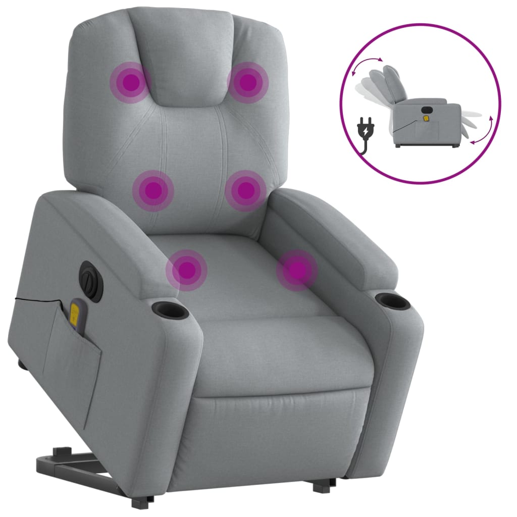 Sta-Op-Massagestoel Stof Lichtgrijs Ja Elektrisch verstelbaar