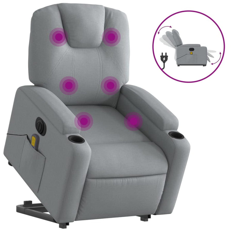 Sta-Op-Massagestoel Stof Lichtgrijs Ja Elektrisch verstelbaar