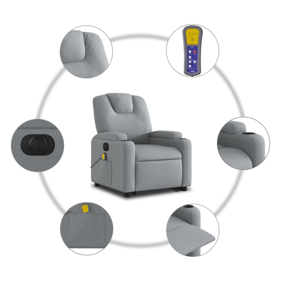 Sta-Op-Massagestoel Stof Lichtgrijs Ja Elektrisch verstelbaar