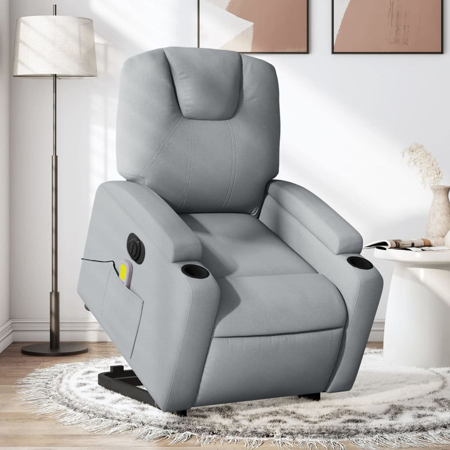 Sta-Op-Massagestoel Stof Lichtgrijs Ja Elektrisch verstelbaar
