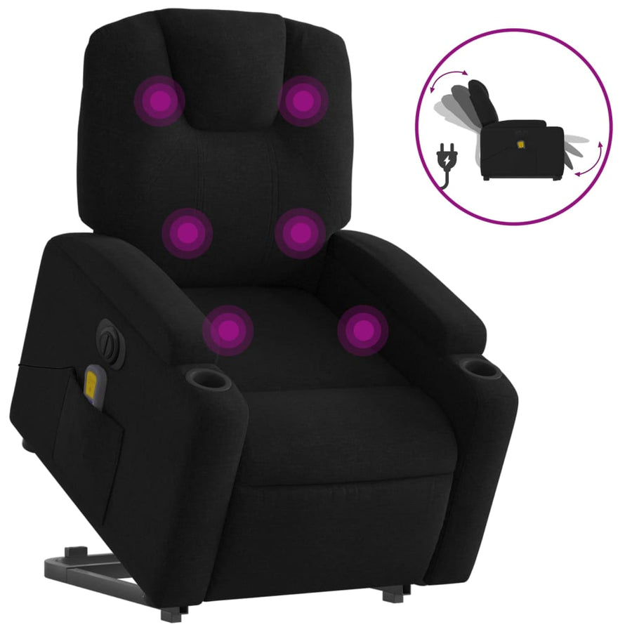 Sta-Op-Massagestoel Stof Zwart Ja Elektrisch verstelbaar
