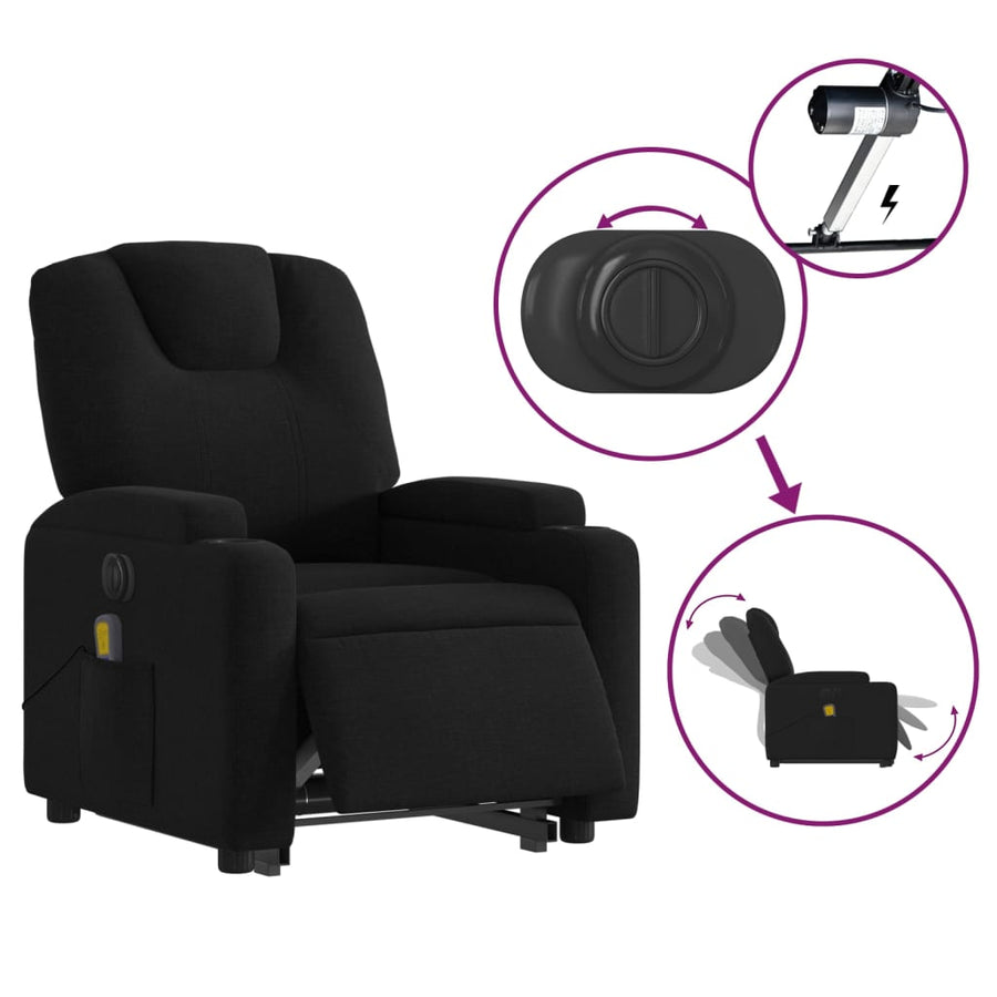 Sta-Op-Massagestoel Stof Zwart Ja Elektrisch verstelbaar