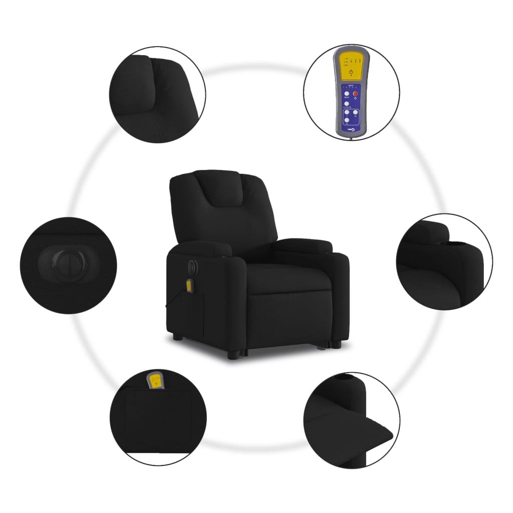 Sta-Op-Massagestoel Stof Zwart Ja Elektrisch verstelbaar