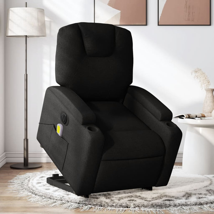 Sta-Op-Massagestoel Stof Zwart Ja Elektrisch verstelbaar