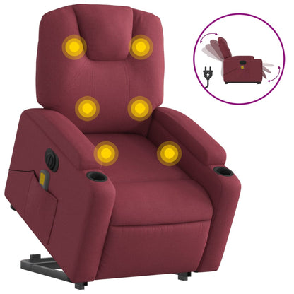 Sta-Op-Massagestoel Stof Wijnrood Ja Elektrisch verstelbaar