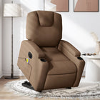 Lift-recline massage chair electric adjustable fabric brown