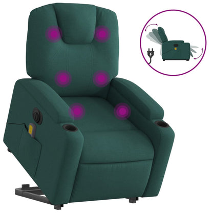 Sta-Op-Massagestoel Stof Donkergroen Ja Elektrisch verstelbaar
