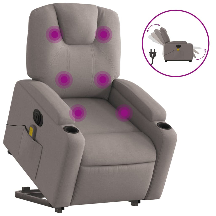 Sta-Op-Massagestoel Stof Taupe 1 Ja Elektrisch verstelbaar