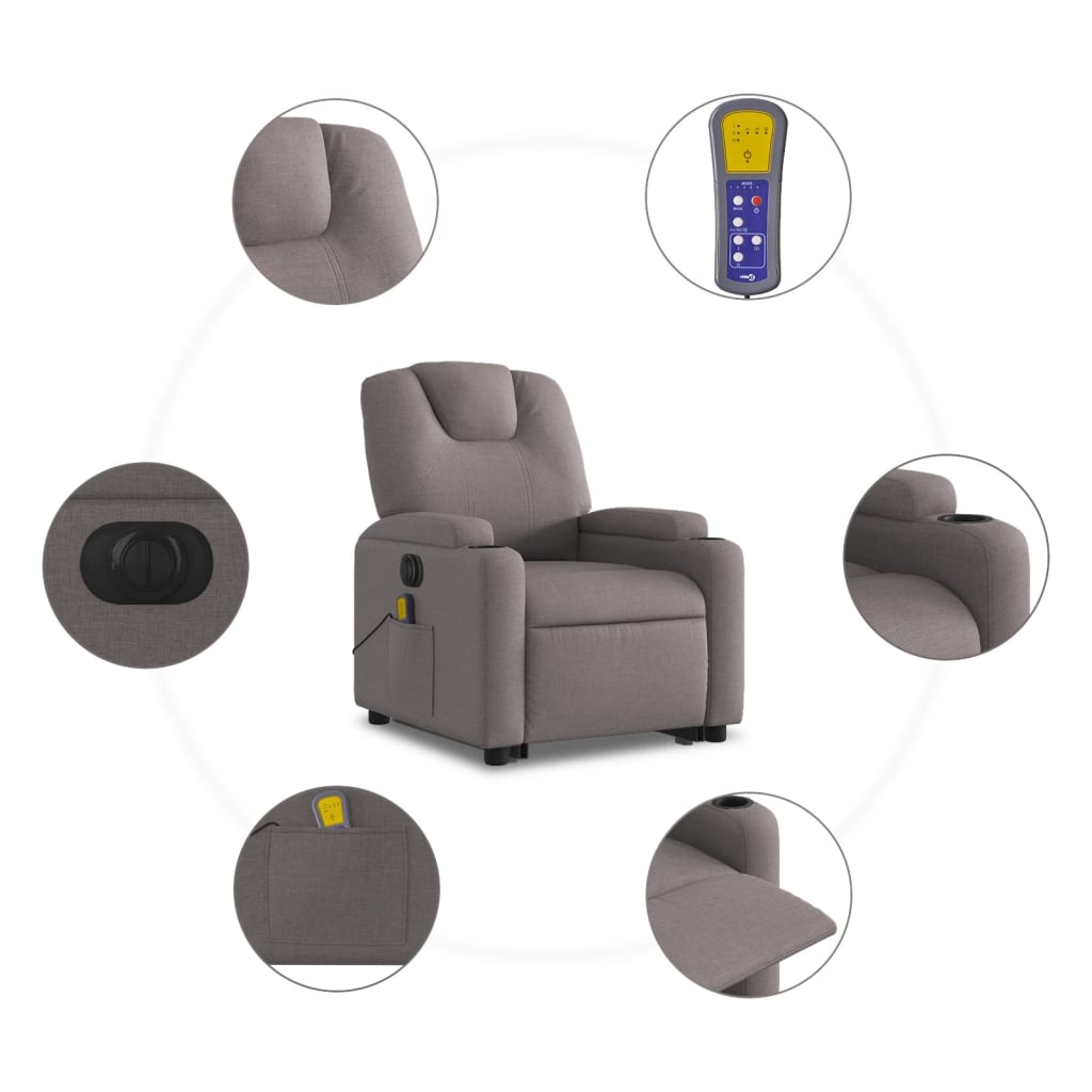Sta-Op-Massagestoel Stof Taupe 1 Ja Elektrisch verstelbaar