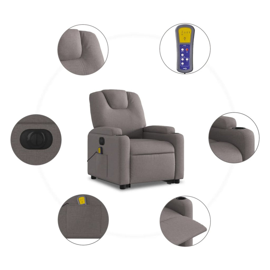 Sta-Op-Massagestoel Stof Taupe 1 Ja Elektrisch verstelbaar