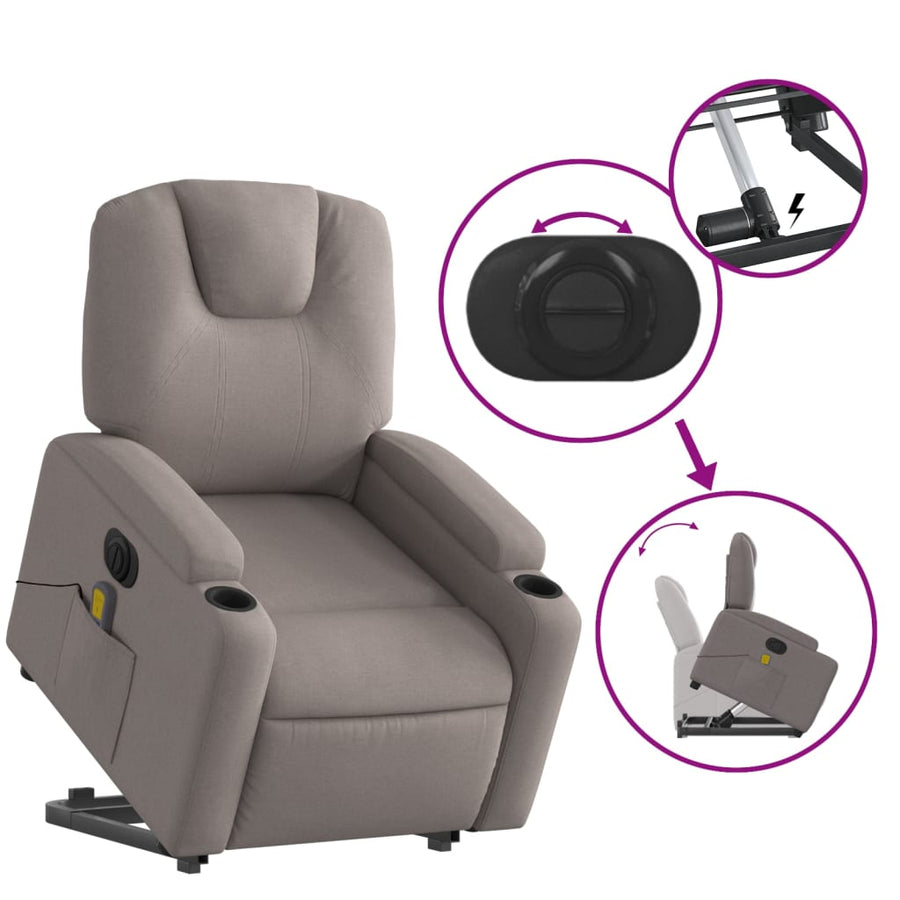 Sta-Op-Massagestoel Stof Taupe 1 Ja Elektrisch verstelbaar