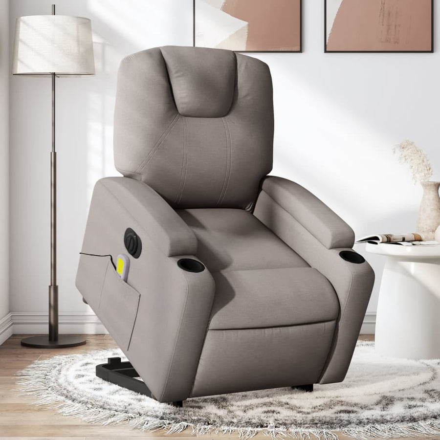 Sta-Op-Massagestoel Stof Taupe 1 Ja Elektrisch verstelbaar