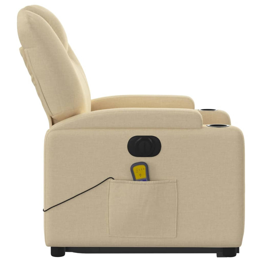 Sta-Op-Massagestoel Stof Kleurig Crème Ja Elektrisch verstelbaar