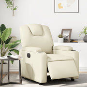Electrically adjustable faux leather armchair cream-coloured