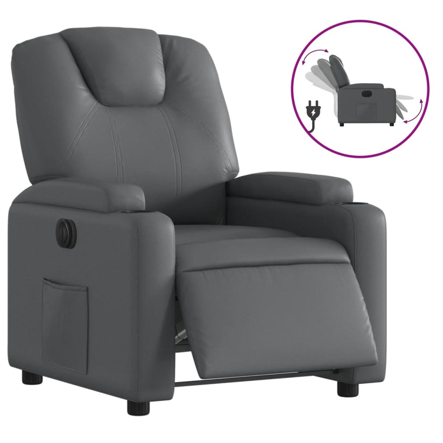 Fauteuil verstelbaar elektrisch kunstleer grijs 1 Nee