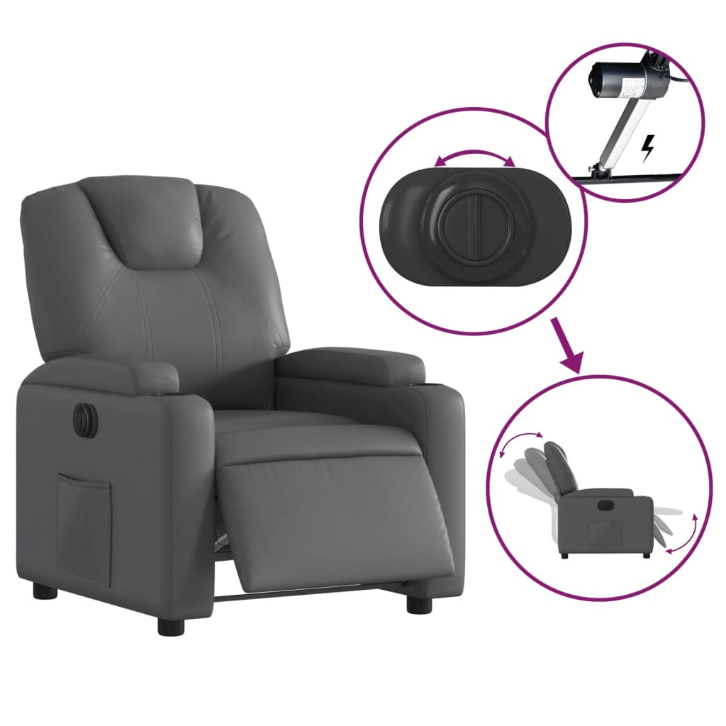 Fauteuil verstelbaar elektrisch kunstleer grijs 1 Nee