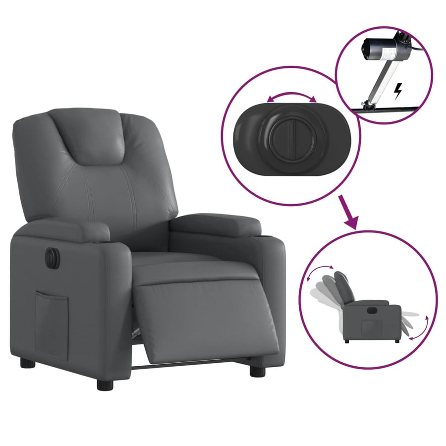 Fauteuil verstelbaar elektrisch kunstleer grijs 1 Nee